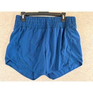 Tough Mode Womens Running Shorts Teal Blue Smocked Waist Back Zip Pocket Large